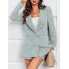 imageCicy Bell Womens 2 Piece Tweed Blazer Shorts Sets Long Sleeve Double Breasted Suit Jackets Business OutfitGrey