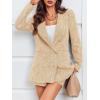 imageCicy Bell Womens 2 Piece Tweed Blazer Shorts Sets Long Sleeve Double Breasted Suit Jackets Business OutfitKhaki