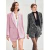 imageCicy Bell Womens 2 Piece Tweed Blazer Shorts Sets Long Sleeve Double Breasted Suit Jackets Business OutfitPink
