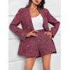imageCicy Bell Womens 2 Piece Tweed Blazer Shorts Sets Long Sleeve Double Breasted Suit Jackets Business OutfitRed