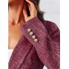 imageCicy Bell Womens 2 Piece Tweed Blazer Shorts Sets Long Sleeve Double Breasted Suit Jackets Business OutfitRed