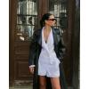 imageCicy Bell Womens 2 Piece Tweed Blazer Shorts Sets Long Sleeve Double Breasted Suit Jackets Business OutfitWhite
