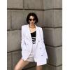 imageCicy Bell Womens 2 Piece Tweed Blazer Shorts Sets Long Sleeve Double Breasted Suit Jackets Business OutfitWhite