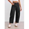 imageCicy Bell Womens Baggy Barrel Horseshoe Pants Casual Wide Leg Mid Rise Cropped Pants with PocketsBlack