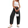 imageCicy Bell Womens Baggy Barrel Horseshoe Pants Casual Wide Leg Mid Rise Cropped Pants with PocketsBlack