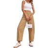 imageCicy Bell Womens Baggy Barrel Horseshoe Pants Casual Wide Leg Mid Rise Cropped Pants with PocketsKhaki