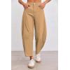 imageCicy Bell Womens Baggy Barrel Horseshoe Pants Casual Wide Leg Mid Rise Cropped Pants with PocketsKhaki