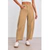 imageCicy Bell Womens Baggy Barrel Horseshoe Pants Casual Wide Leg Mid Rise Cropped Pants with PocketsKhaki