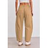 imageCicy Bell Womens Baggy Barrel Horseshoe Pants Casual Wide Leg Mid Rise Cropped Pants with PocketsKhaki