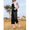 imageCicy Bell Womens Baggy Denim Overalls Loose Fit Bib Adjustable Strap Capri Wide Leg Jean JumpsuitsBlack