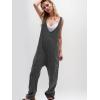 imageCicy Bell Womens Casual Corduroy Overalls Jumpsuits Ribbed Sleeveless V Neck Adjustable Straps Long Pants RompersDark Grey