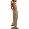 imageCicy Bell Womens Casual Corduroy Overalls Jumpsuits Ribbed Sleeveless V Neck Adjustable Straps Long Pants RompersKhaki