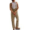 imageCicy Bell Womens Casual Corduroy Overalls Jumpsuits Ribbed Sleeveless V Neck Adjustable Straps Long Pants RompersKhaki