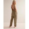 imageCicy Bell Womens Casual Corduroy Overalls Jumpsuits Ribbed Sleeveless V Neck Adjustable Straps Long Pants RompersKhaki