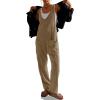 imageCicy Bell Womens Casual Corduroy Overalls Jumpsuits Ribbed Sleeveless V Neck Adjustable Straps Long Pants RompersKhaki