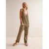 imageCicy Bell Womens Casual Corduroy Overalls Jumpsuits Ribbed Sleeveless V Neck Adjustable Straps Long Pants RompersKhaki