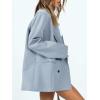 imageCicy Bell Womens Casual Oversized Blazer Button Down Long Sleeve Lapel Work Office Blazer Jackets with PocketsBlue