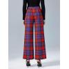 imageCicy Bell Womens Casual Plaid Pants Wide Leg High Waisted Lightweight Summer Loose Suit Pants with PocketsPurplered