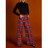 imageCicy Bell Womens Casual Plaid Pants Wide Leg High Waisted Lightweight Summer Loose Suit Pants with PocketsPurplered
