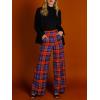 imageCicy Bell Womens Casual Plaid Pants Wide Leg High Waisted Lightweight Summer Loose Suit Pants with PocketsPurplered