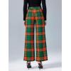 imageCicy Bell Womens Casual Plaid Pants Wide Leg High Waisted Lightweight Summer Loose Suit Pants with PocketsRedgreen