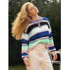 imageCicy Bell Womens Color Block Polo Sweater Striped Long Sleeve Shirts Fall Winter Cropped Knit Pullover TopsBlue