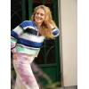 imageCicy Bell Womens Color Block Polo Sweater Striped Long Sleeve Shirts Fall Winter Cropped Knit Pullover TopsBlue