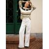 imageCicy Bell Womens Color Block Polo Sweater Striped Long Sleeve Shirts Fall Winter Cropped Knit Pullover TopsKhaki