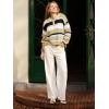 imageCicy Bell Womens Color Block Polo Sweater Striped Long Sleeve Shirts Fall Winter Cropped Knit Pullover TopsKhaki