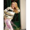 imageCicy Bell Womens Color Block Polo Sweater Striped Long Sleeve Shirts Fall Winter Cropped Knit Pullover TopsKhaki