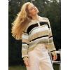 imageCicy Bell Womens Color Block Polo Sweater Striped Long Sleeve Shirts Fall Winter Cropped Knit Pullover TopsKhaki