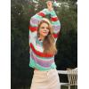 imageCicy Bell Womens Color Block Polo Sweater Striped Long Sleeve Shirts Fall Winter Cropped Knit Pullover TopsRed