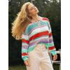 imageCicy Bell Womens Color Block Polo Sweater Striped Long Sleeve Shirts Fall Winter Cropped Knit Pullover TopsRed