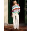 imageCicy Bell Womens Color Block Polo Sweater Striped Long Sleeve Shirts Fall Winter Cropped Knit Pullover TopsRed