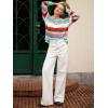 imageCicy Bell Womens Color Block Polo Sweater Striped Long Sleeve Shirts Fall Winter Cropped Knit Pullover TopsRed