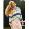 imageCicy Bell Womens Color Block Polo Sweater Striped Long Sleeve Shirts Fall Winter Cropped Knit Pullover TopsYellow