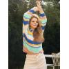 imageCicy Bell Womens Color Block Polo Sweater Striped Long Sleeve Shirts Fall Winter Cropped Knit Pullover TopsYellow