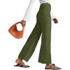 imageCicy Bell Womens Cotton Pants Wide Leg High Waisted Casual Pants Front PocketsArmy Green