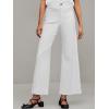 imageCicy Bell Womens Cotton Pants Wide Leg High Waisted Casual Pants Front PocketsWhite