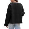imageCicy Bell Womens Cropped Pea Coat Oversized Wool Blend Fall Coats V Neck Embroidered Short JacketsBlack