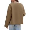 imageCicy Bell Womens Cropped Pea Coat Oversized Wool Blend Fall Coats V Neck Embroidered Short JacketsBrown