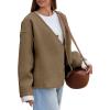 imageCicy Bell Womens Cropped Pea Coat Oversized Wool Blend Fall Coats V Neck Embroidered Short JacketsBrown