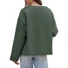imageCicy Bell Womens Cropped Pea Coat Oversized Wool Blend Fall Coats V Neck Embroidered Short JacketsGreen