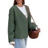 imageCicy Bell Womens Cropped Pea Coat Oversized Wool Blend Fall Coats V Neck Embroidered Short JacketsGreen