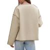 imageCicy Bell Womens Cropped Pea Coat Oversized Wool Blend Fall Coats V Neck Embroidered Short JacketsLight Khaki