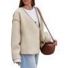 imageCicy Bell Womens Cropped Pea Coat Oversized Wool Blend Fall Coats V Neck Embroidered Short JacketsLight Khaki