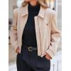 imageCicy Bell Womens Cropped Tweed Blazer Fall Casual Dressy Zip Up Work Office Jacket OuterwearBeige