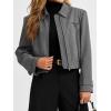 imageCicy Bell Womens Cropped Tweed Blazer Fall Casual Dressy Zip Up Work Office Jacket OuterwearBlack