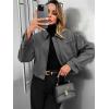 imageCicy Bell Womens Cropped Tweed Blazer Fall Casual Dressy Zip Up Work Office Jacket OuterwearBlack