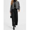 imageCicy Bell Womens Cropped Tweed Blazer Fall Casual Dressy Zip Up Work Office Jacket OuterwearBlack